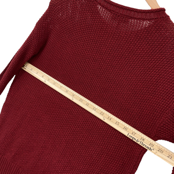 Jessica Simpson Sweater Womens Small Maroon Knit Long Sleeve Crew Neck Pullover - Picture 13 of 16